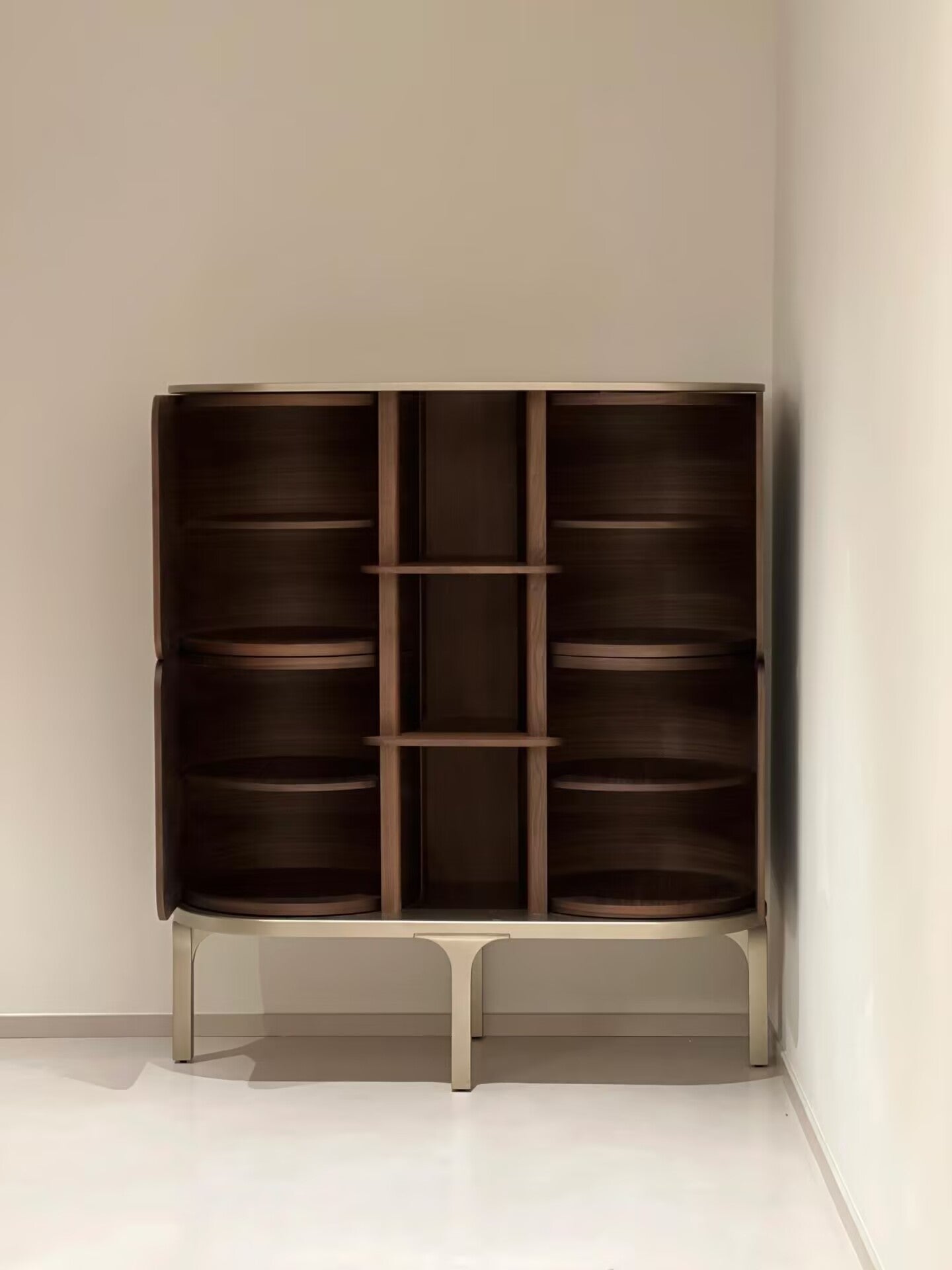 Roller Luxury Designer Artistic Arc Solid Wood Storage Sideboard