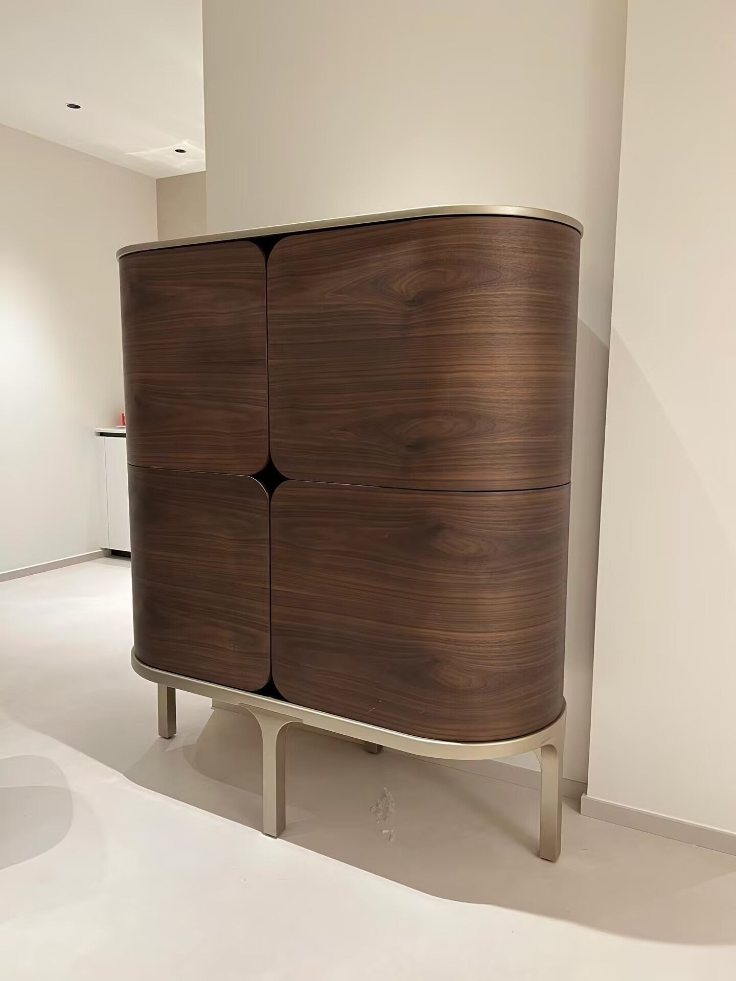 Roller Luxury Designer Artistic Arc Solid Wood Storage Sideboard