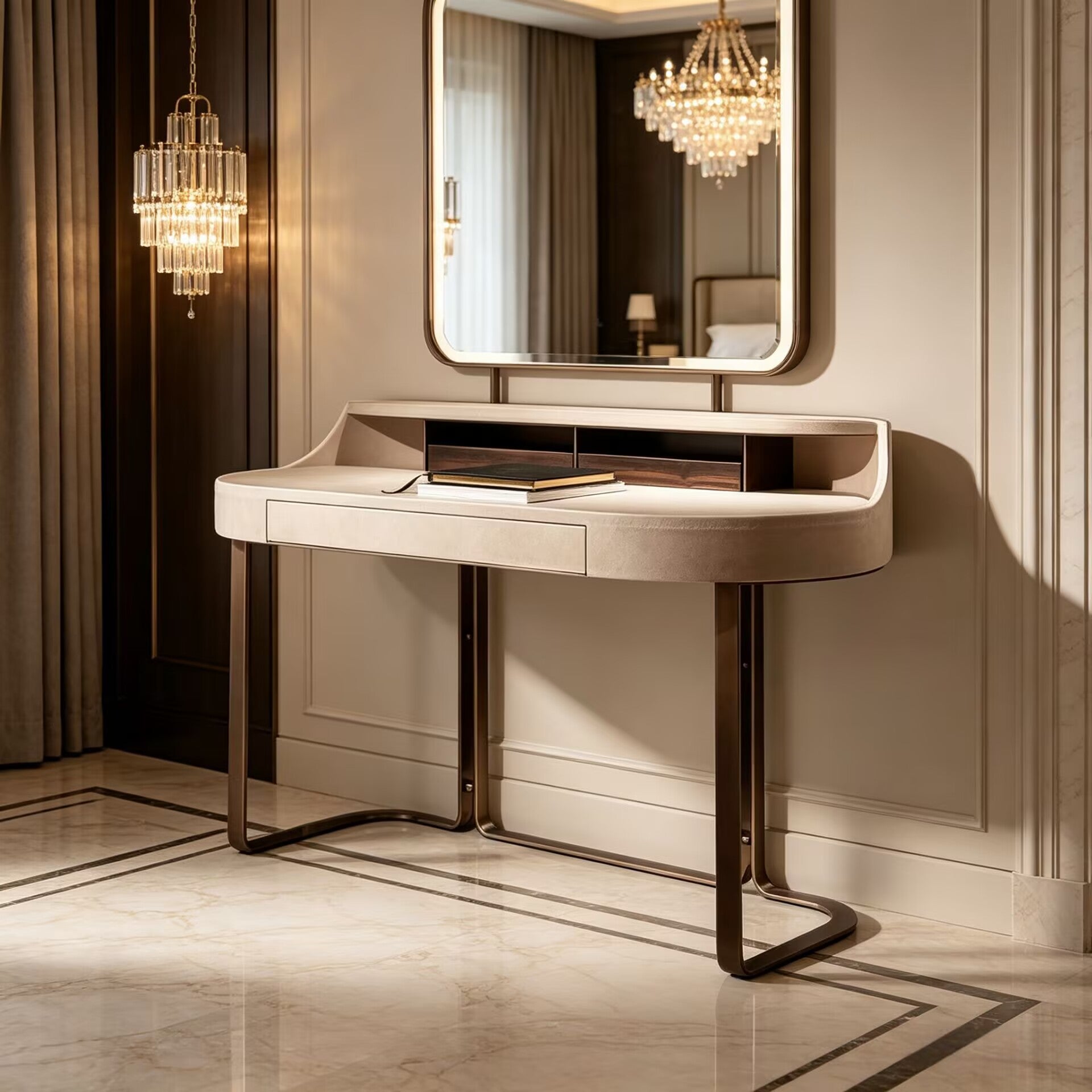Roma Modern Luxury High-End Simplicity Solid Wood Dressing Table