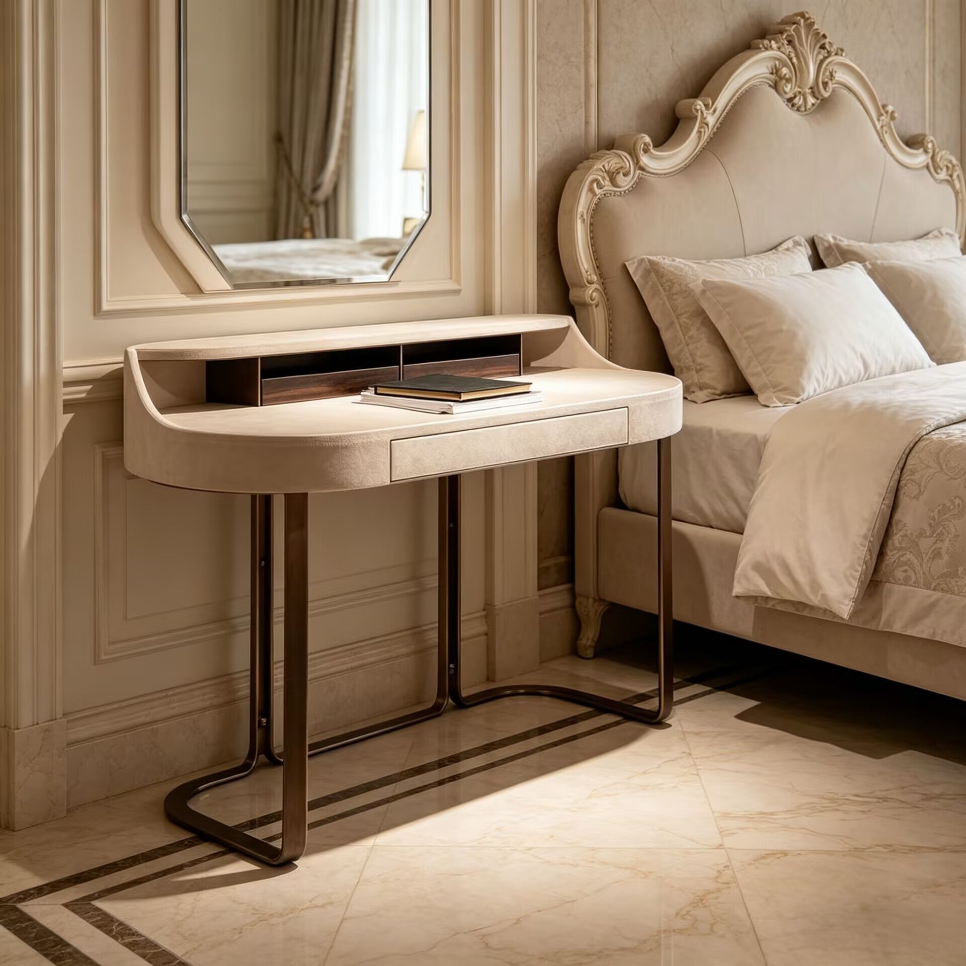 Roma Modern Luxury High-End Simplicity Solid Wood Dressing Table