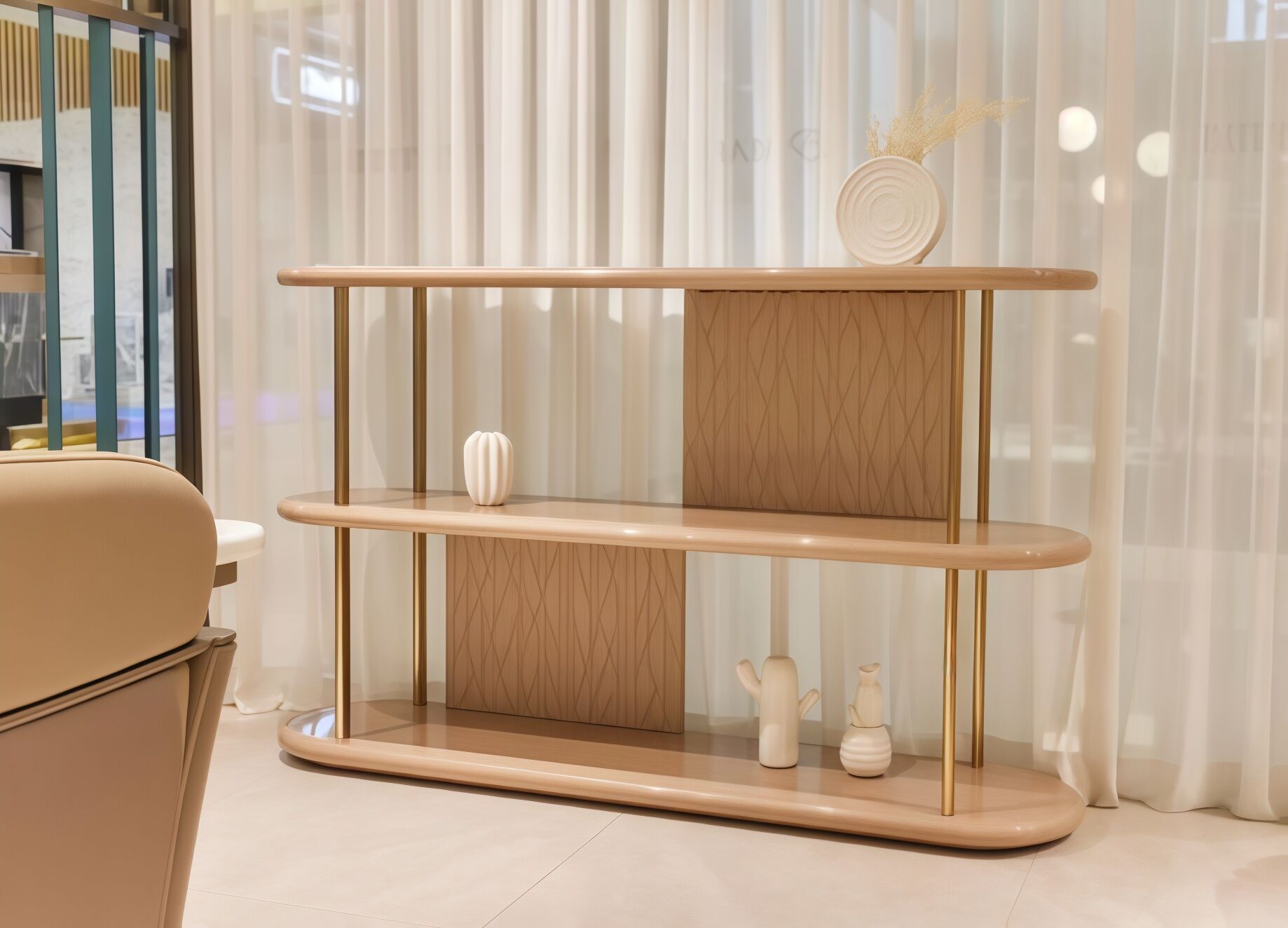 Roma Modern Creativity High End Metal Designer Solid Wood Bookshelf
