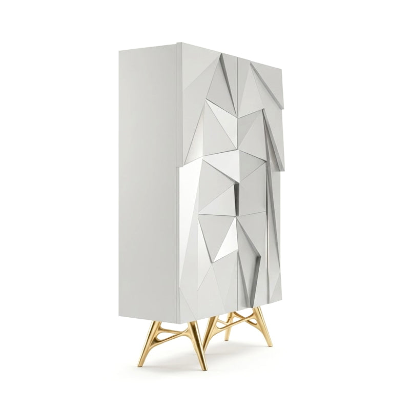 Rosalia Living Room Geometric Creativity Solid Wood Wine Cabinet