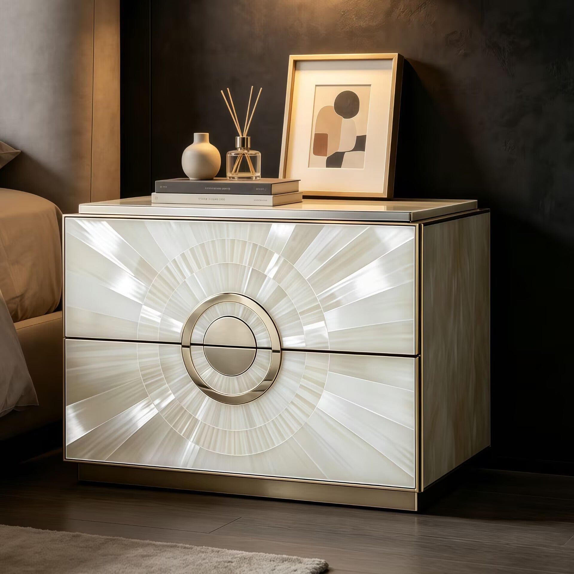 Roxy Bedroom Minimalist Solid Wood Artistic Fritillaria Bedside Table