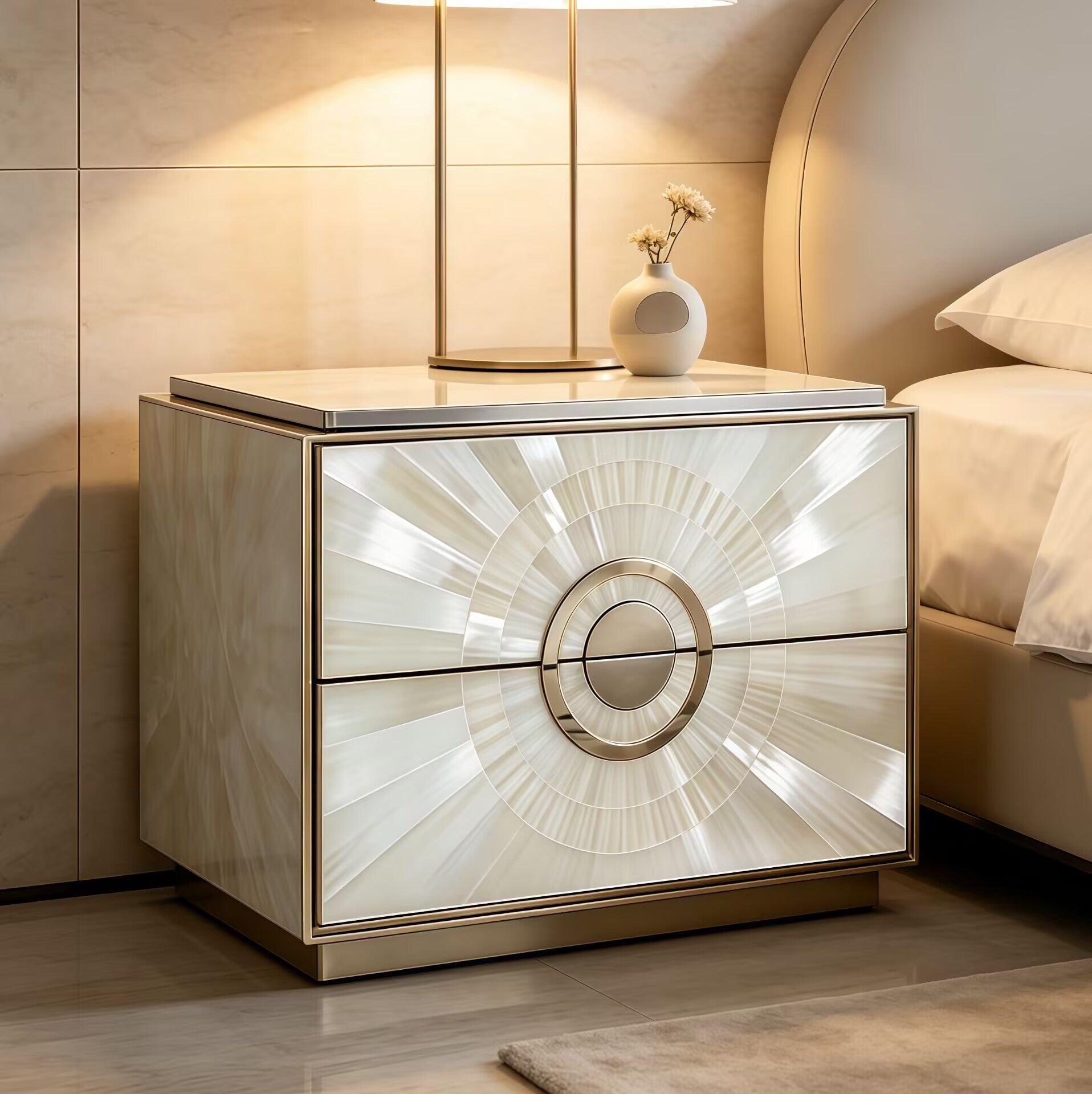 Roxy Bedroom Minimalist Solid Wood Artistic Fritillaria Bedside Table