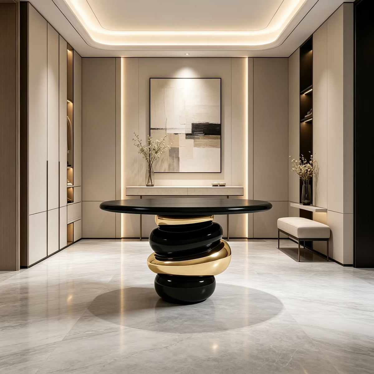 Ruche Artistic Designer Simple Solid Wood Stacking Round Console Table
