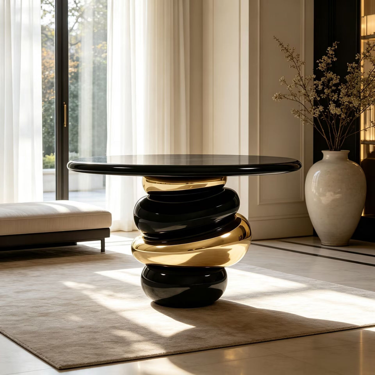 Ruche Artistic Designer Simple Solid Wood Stacking Round Console Table