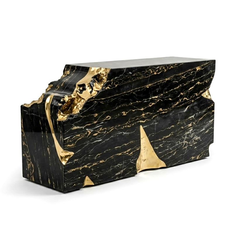 Ruins Modern Minimalism Brass Upscale Irregular Marble Console