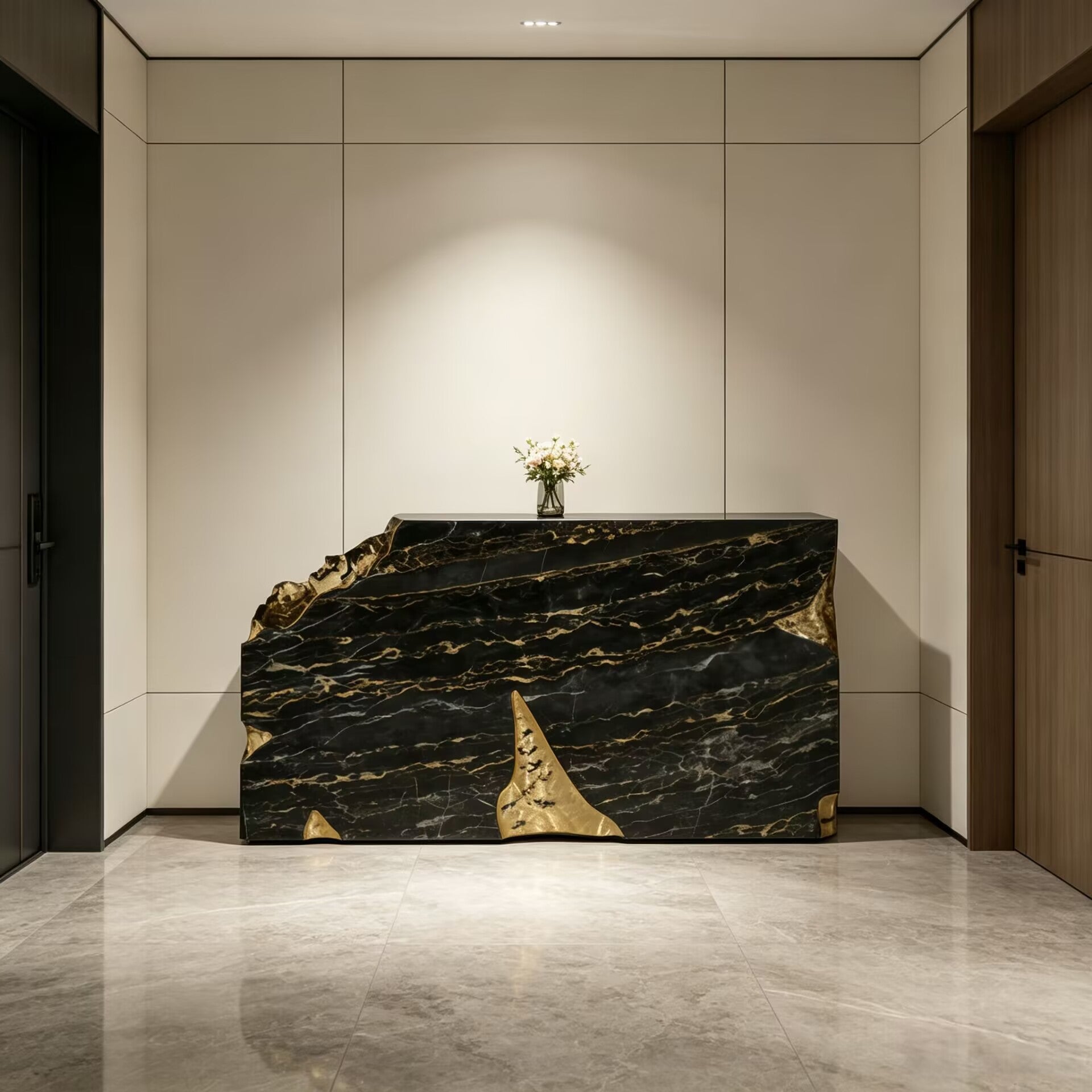 Ruins Modern Minimalism Brass Upscale Irregular Marble Console