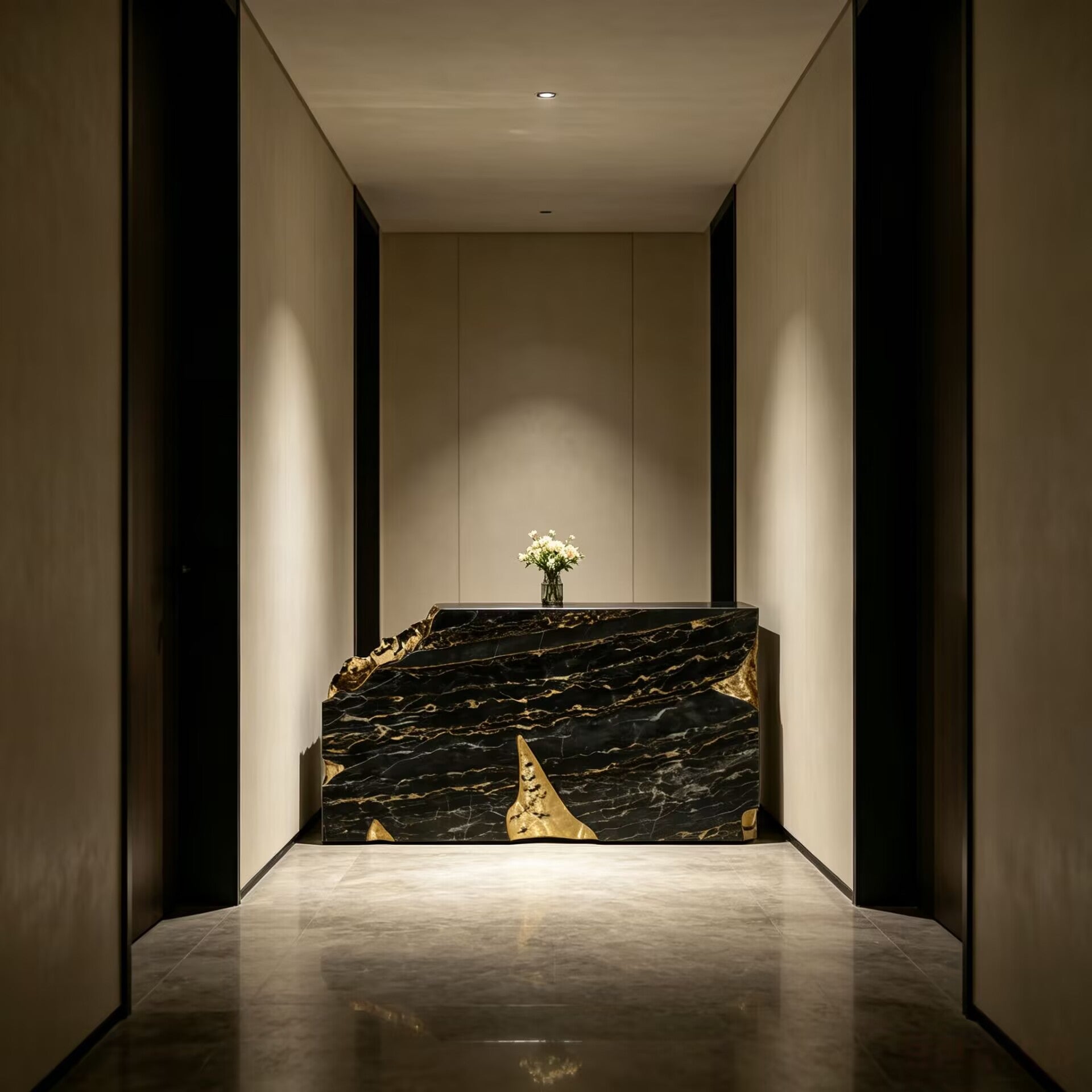 Ruins Modern Minimalism Brass Upscale Irregular Marble Console