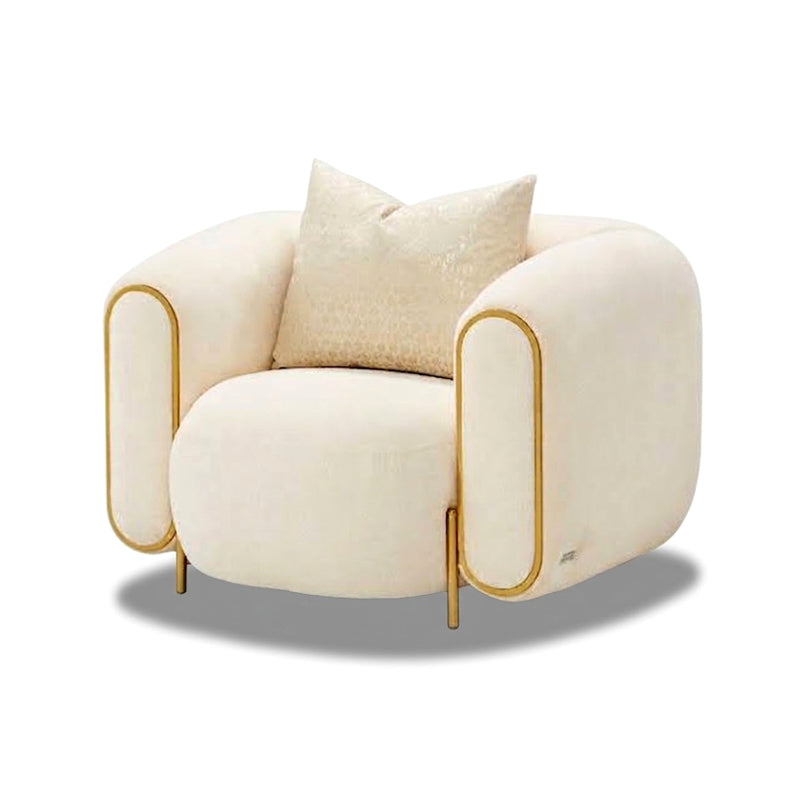 Sassani Accent Luxurious Artistic Metal Off White Fabric Sofa Chair