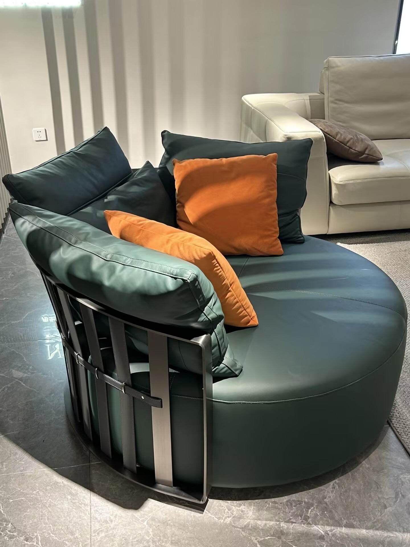 Scarlett Living Room Modern Designer Genuine Leather Sofa Chair