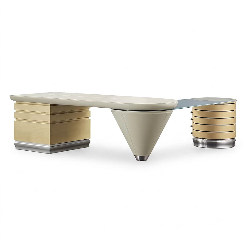 Scriptor Designer Unique Artistic Solid Wood Glass Corner Office Desk