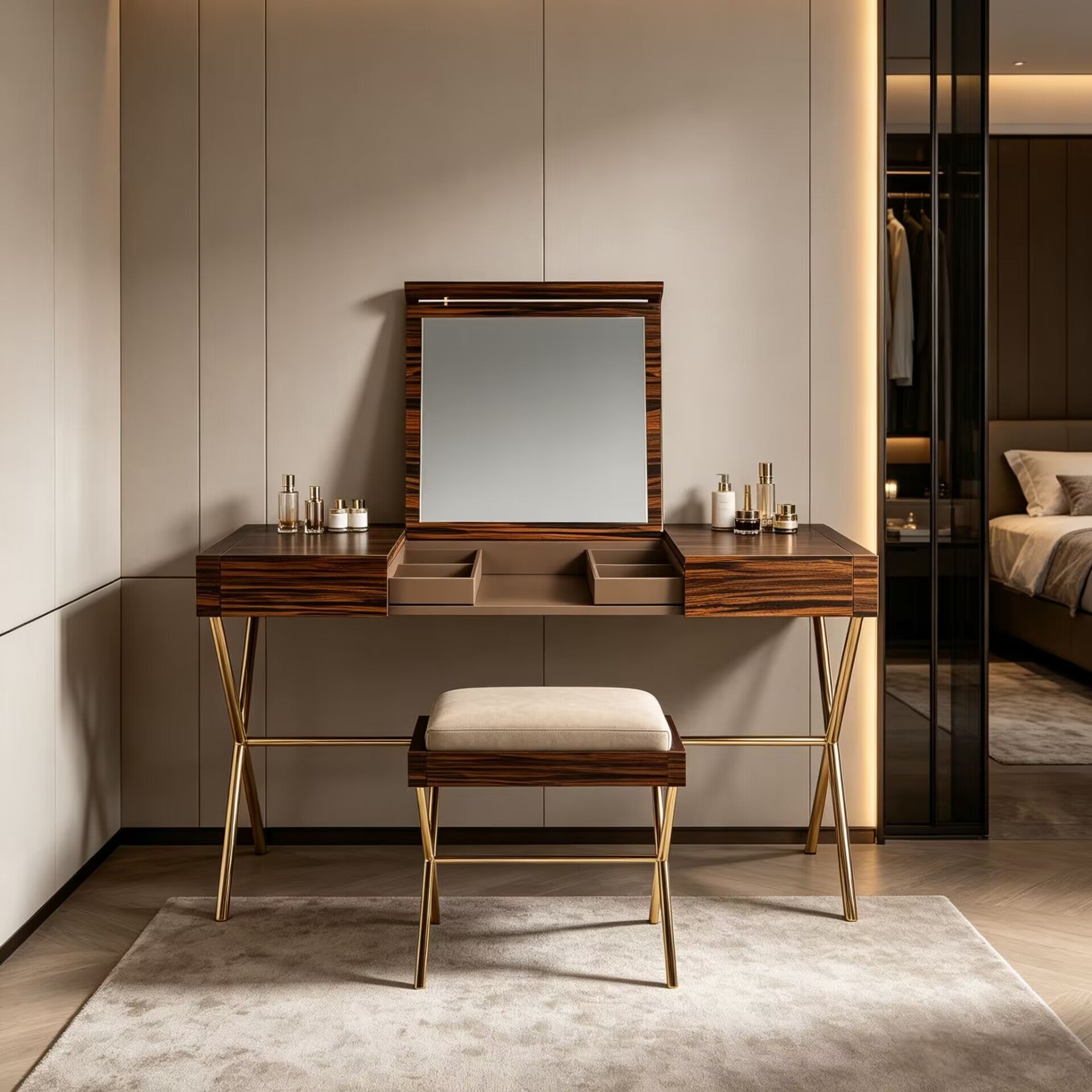Secret 3 Modern Minimalism Solid Wood High-End Dressing Table