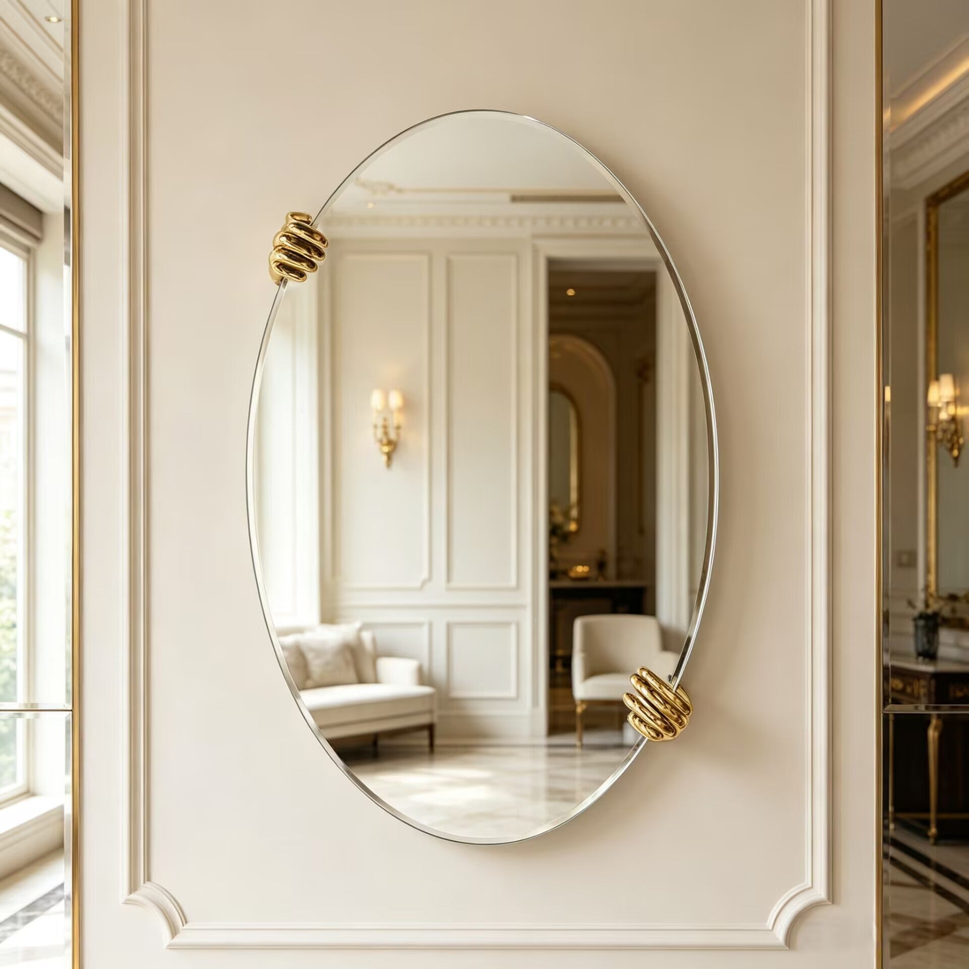 Selfie Italian Unique Creativity Brass Oval Decorative Mirror