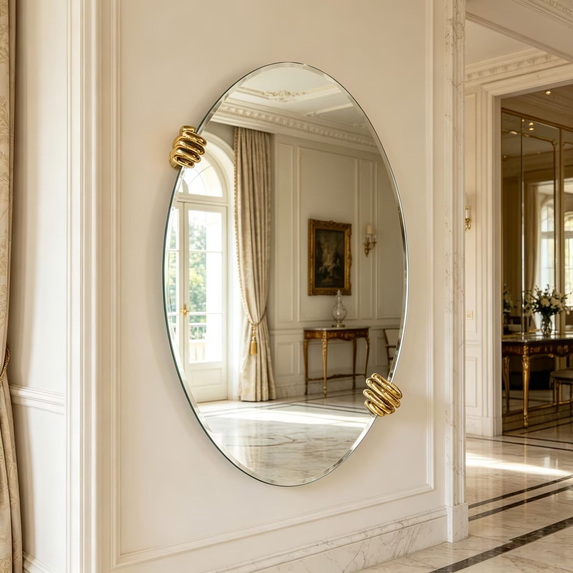 Selfie Italian Unique Creativity Brass Oval Decorative Mirror
