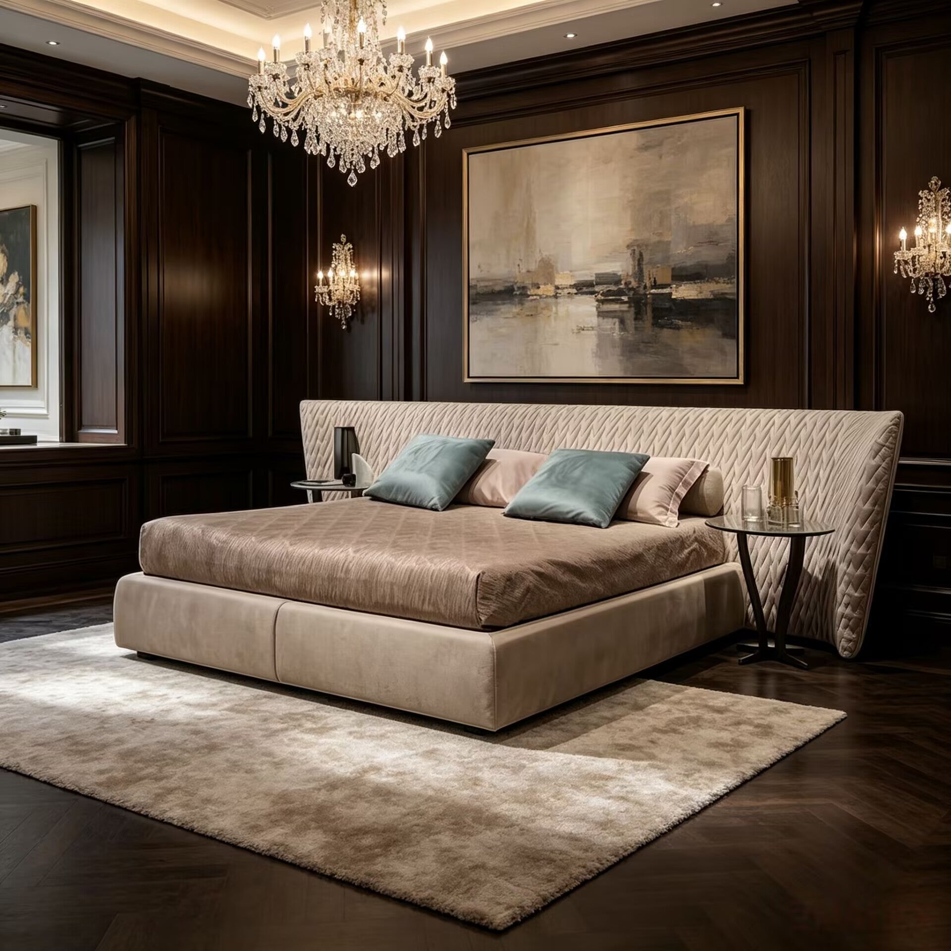 Semira Italian Villa Bedroom Minimalism Genuine Leather Bed