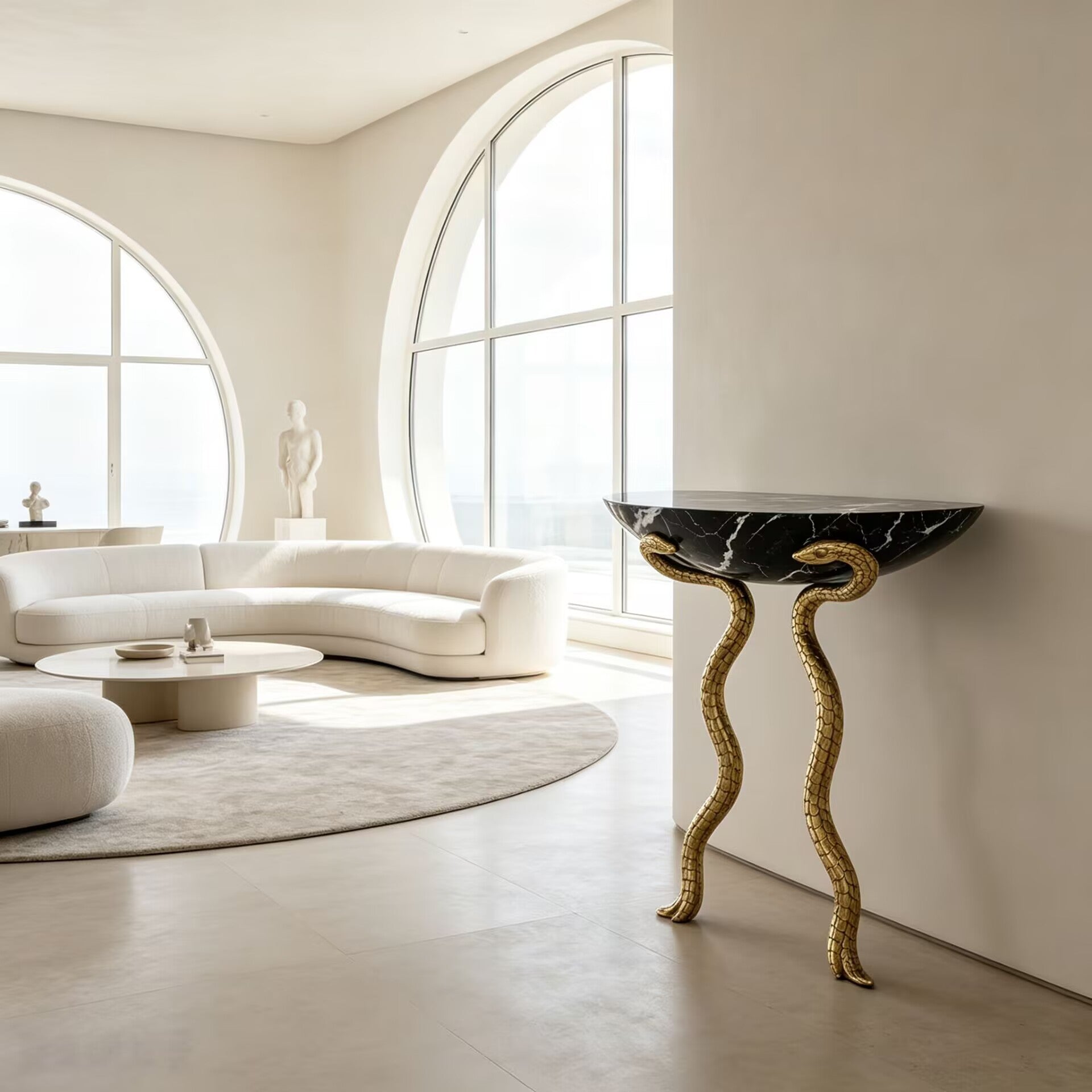 Serpent Luxurious Creativity Metal Art Minimalist Marble Console