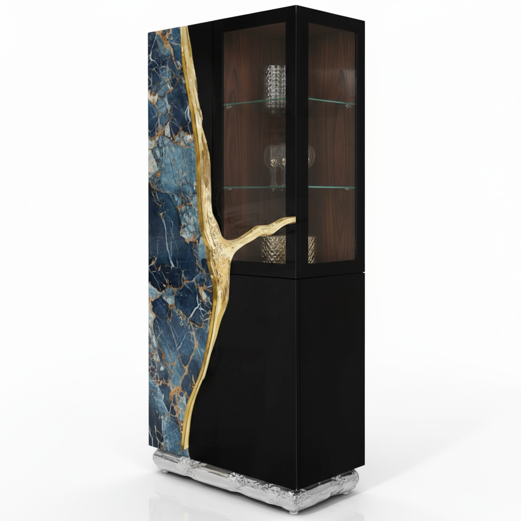 Blue high-end wine cabinet for villa