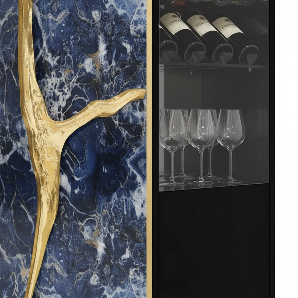 Blue high-end wine cabinet for villa