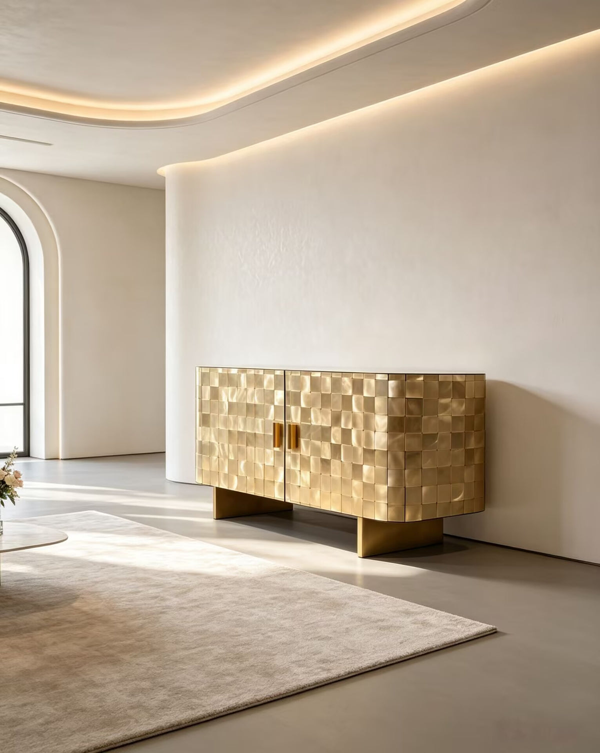 High Quality Living Room Creativity High-End Metal Curved Sideboard