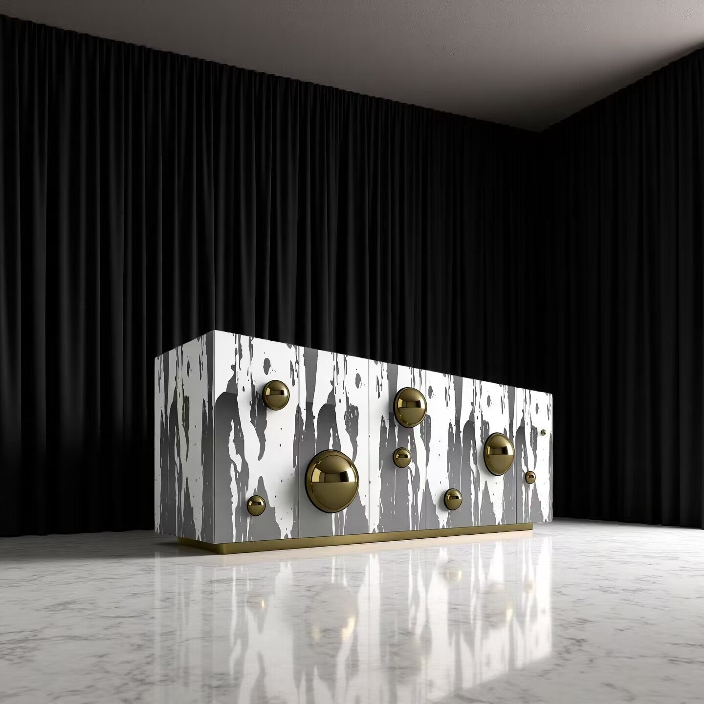 High End Artistic Stainless Steel Creative Solid Wood Decoration Sideboard