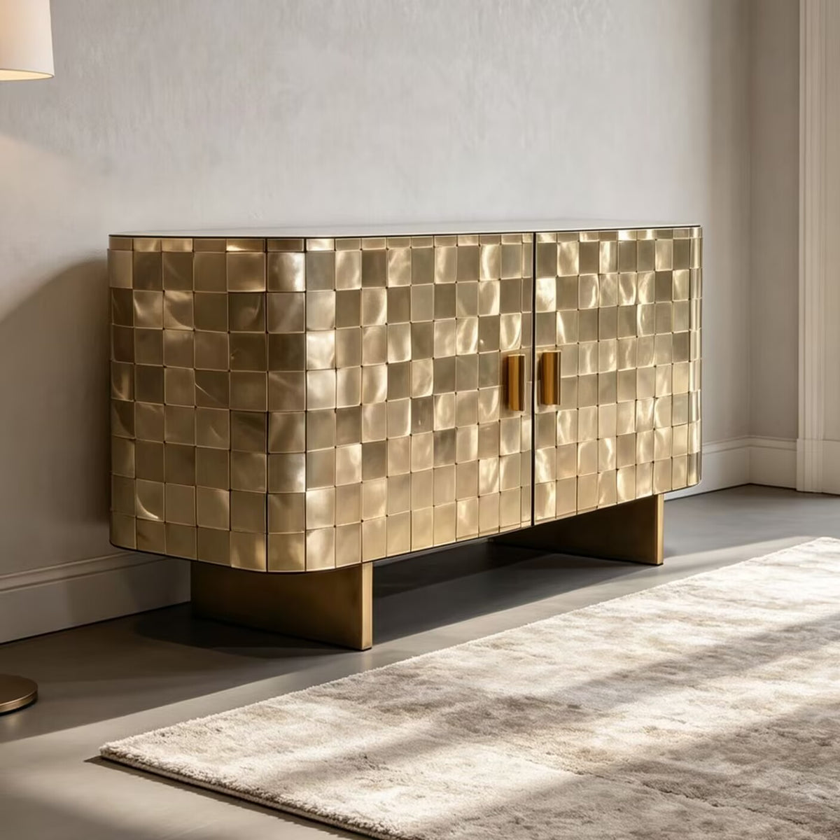 High Quality Living Room Creativity High-End Metal Curved Sideboard