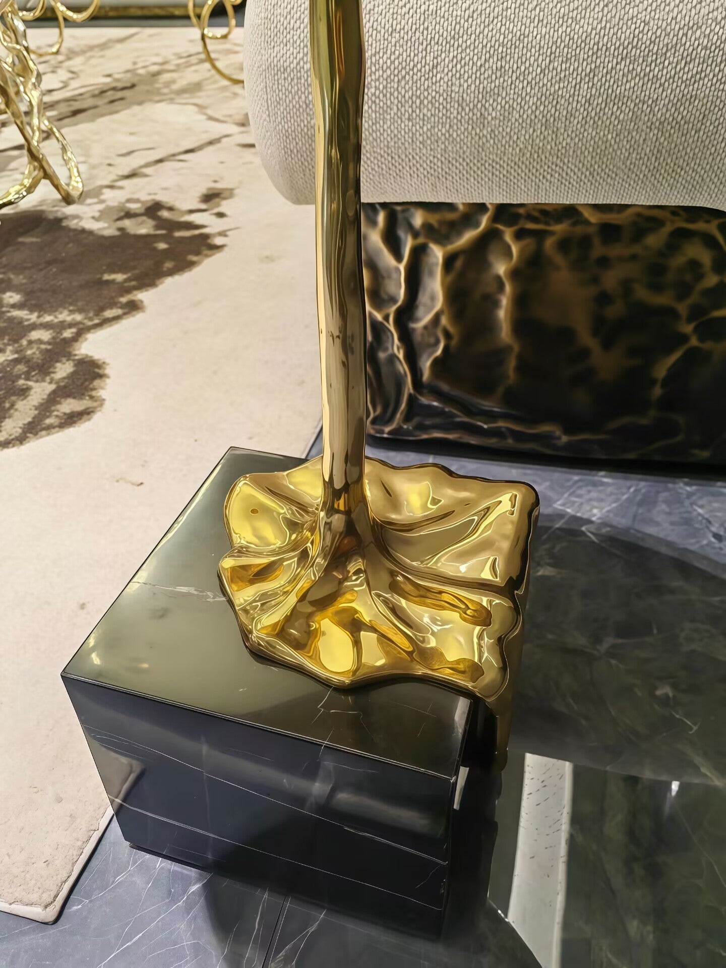 Luxury Designer Art Brass Marble Living Room Combination Side Table