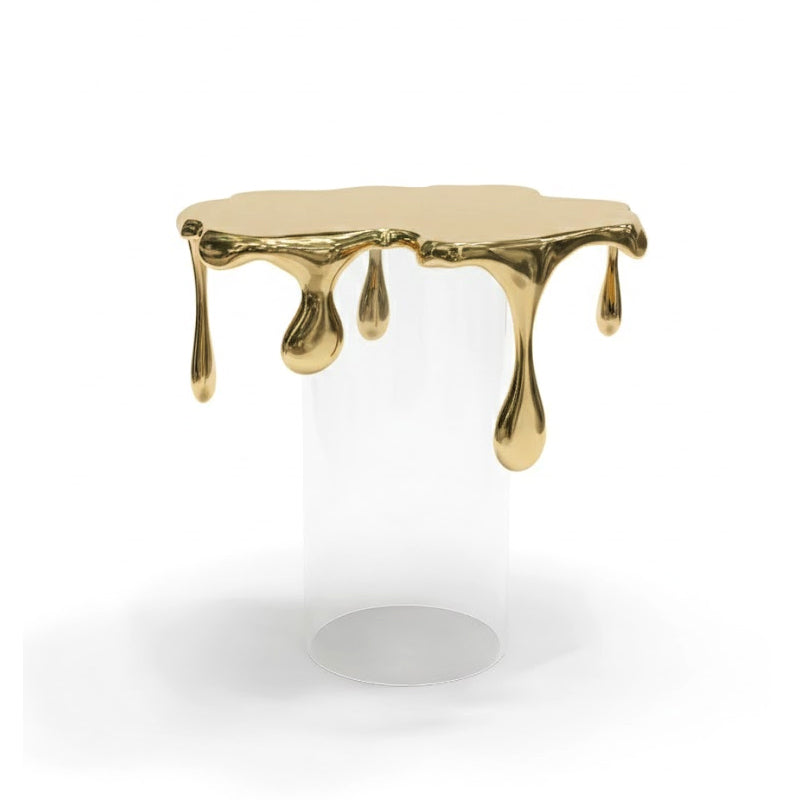 Creative High End Tempered Glass Designer Brass Side Table