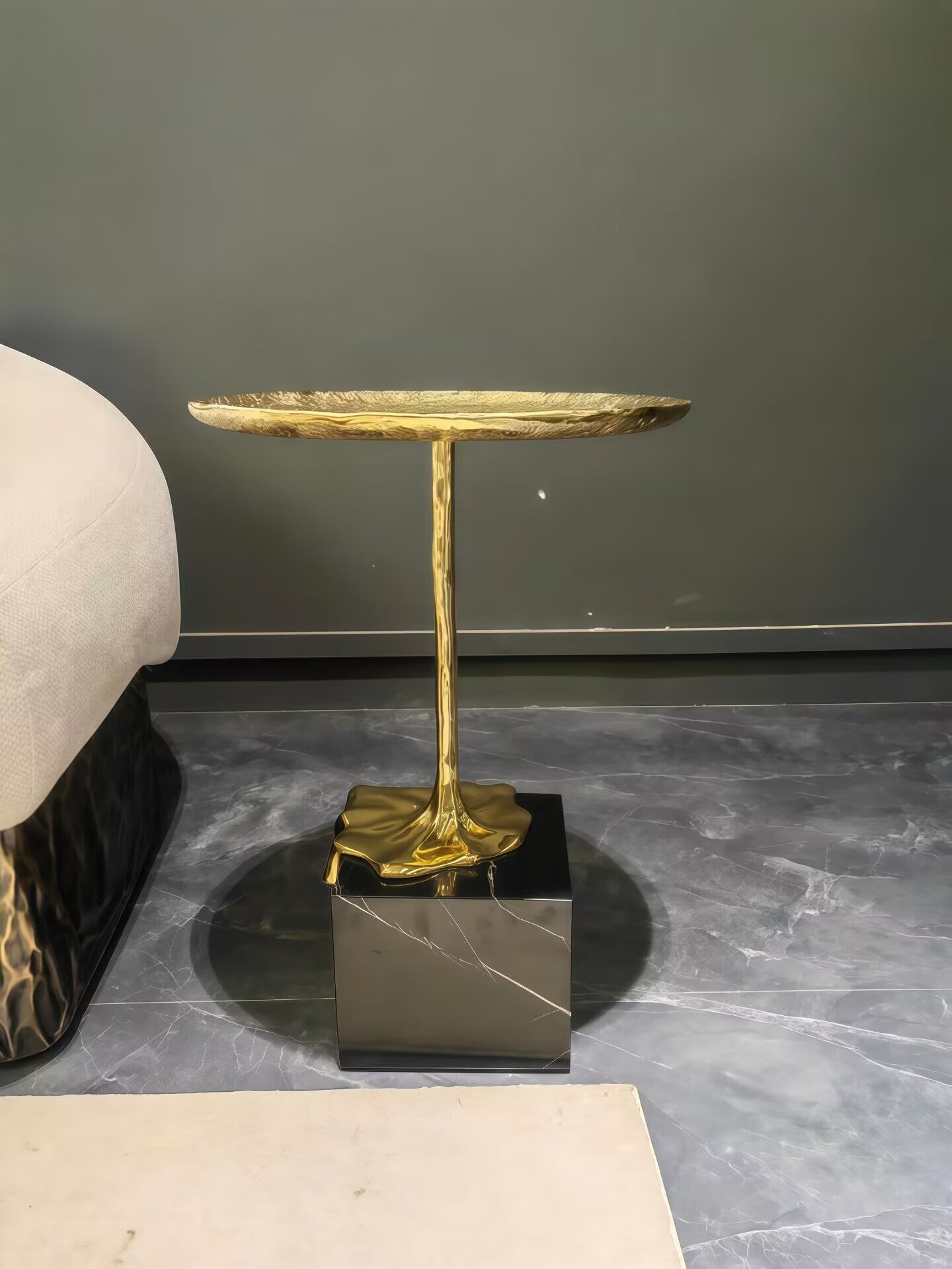 Luxury Designer Art Brass Marble Living Room Combination Side Table