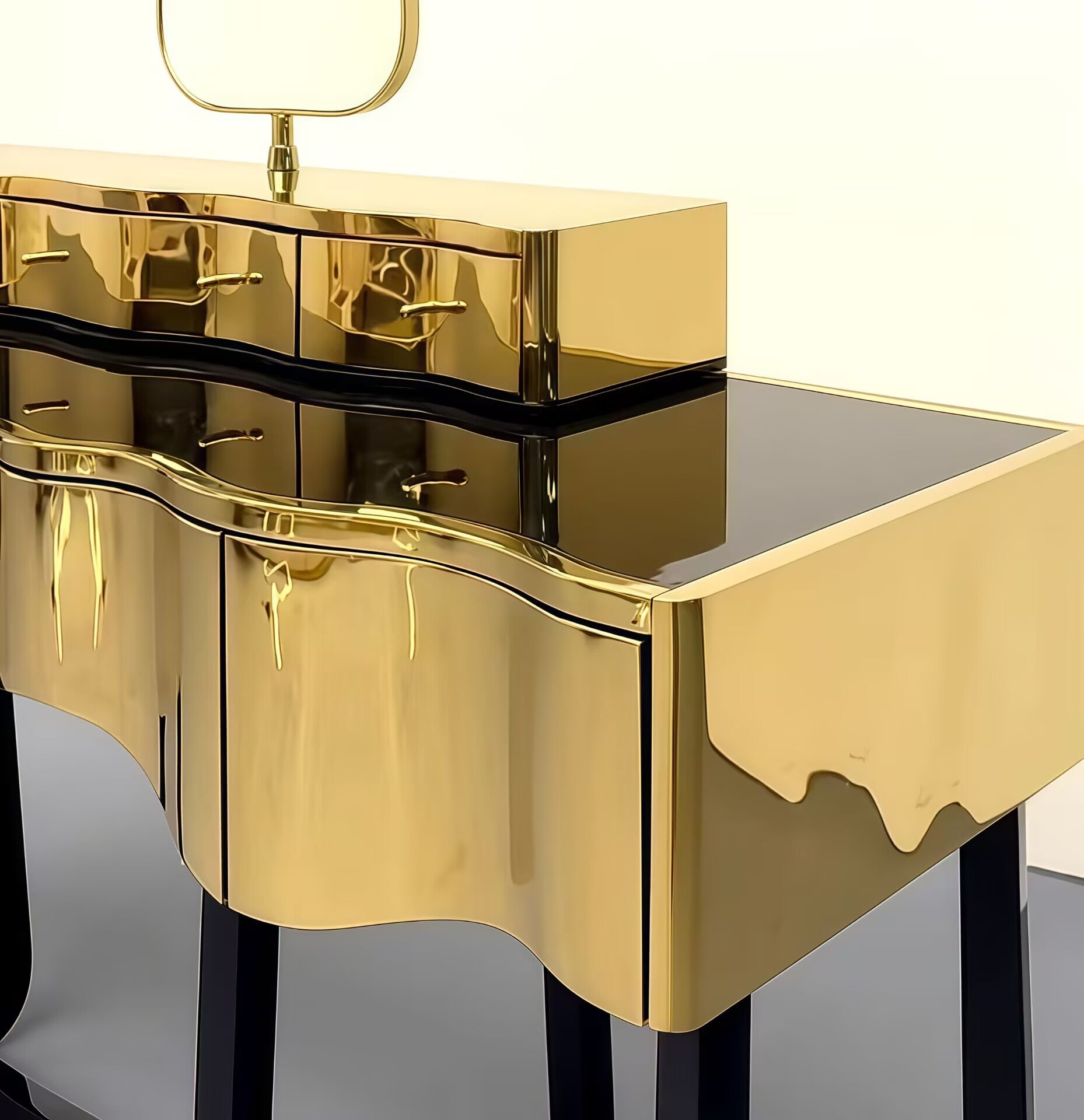 Sinuous Villa Bedroom Simple Solid Wood Metal Metal Dressing Table
