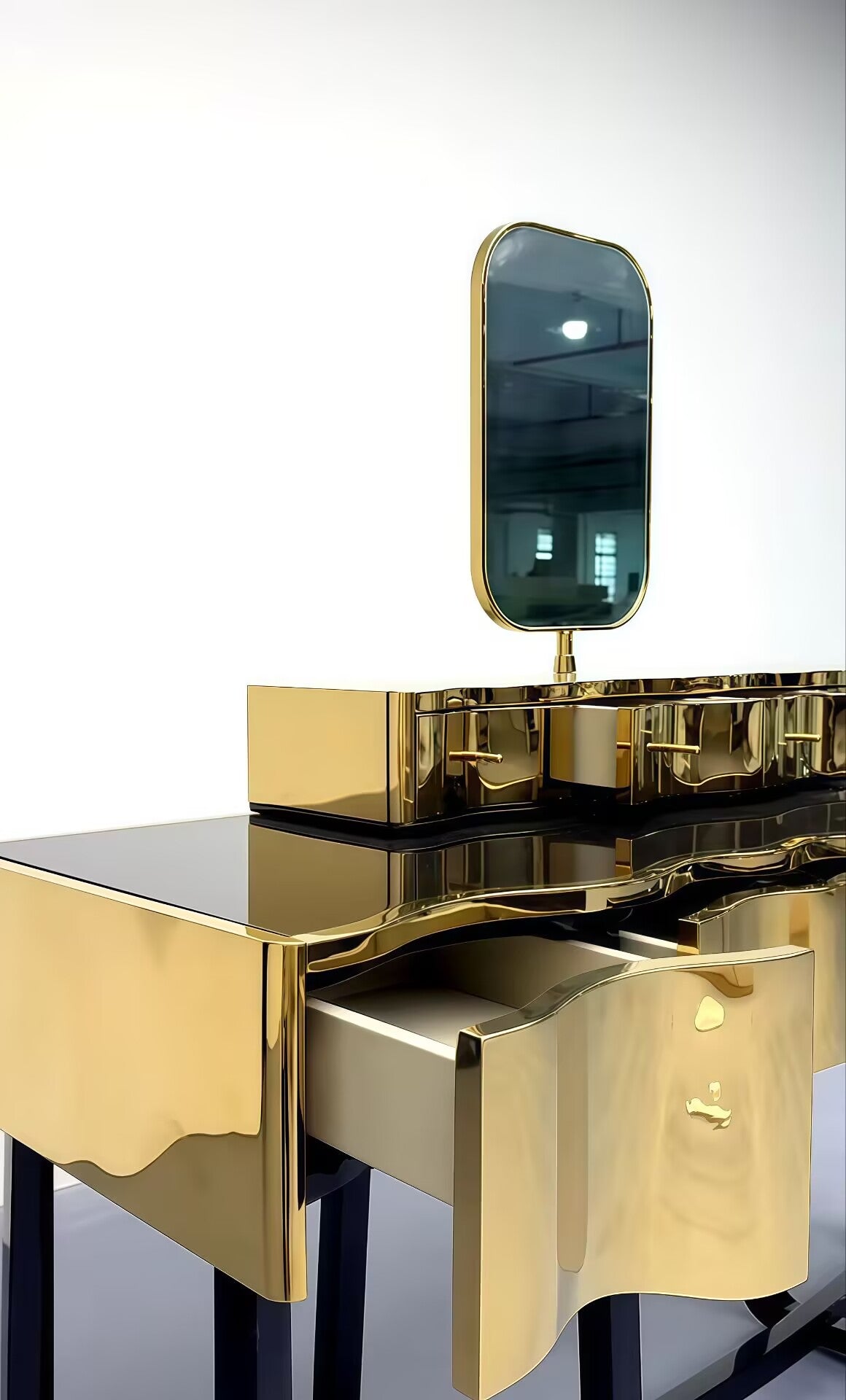 Sinuous Villa Bedroom Simple Solid Wood Metal Metal Dressing Table