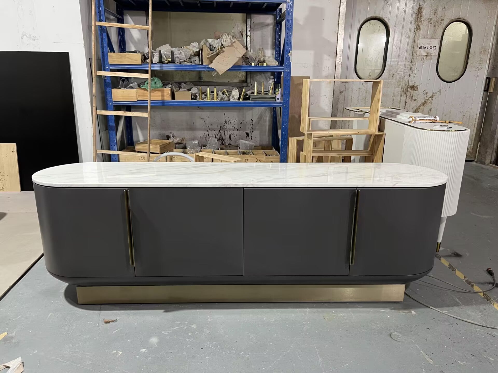 Siona Luxurious Marble Modern Minimalism Solid Wood Sideboard