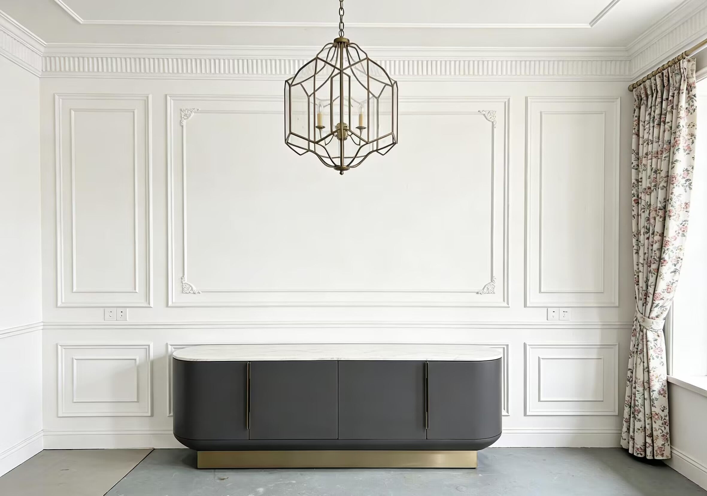 Siona Luxurious Marble Modern Minimalism Solid Wood Sideboard