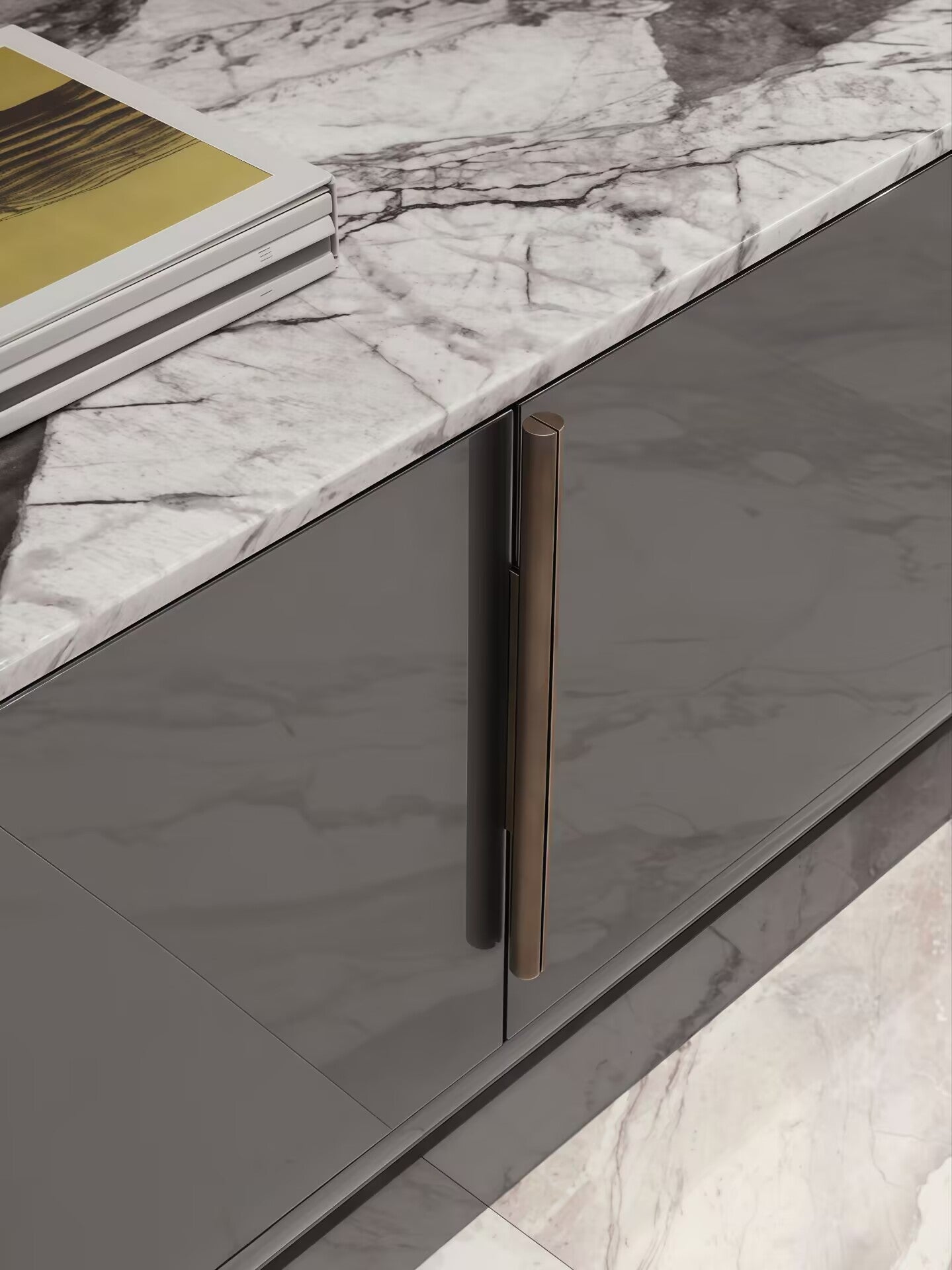 Siona Modern Artistic Solid Wood High End Marble Side Cabinet