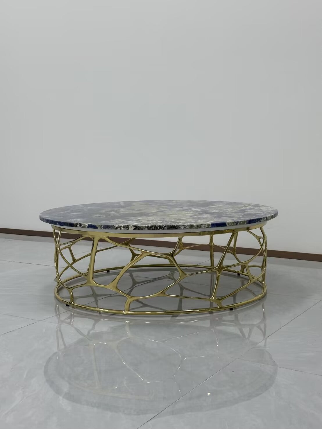 Sioraf Artistic Modern Minimalist Stainless Steel Marble Coffee Table