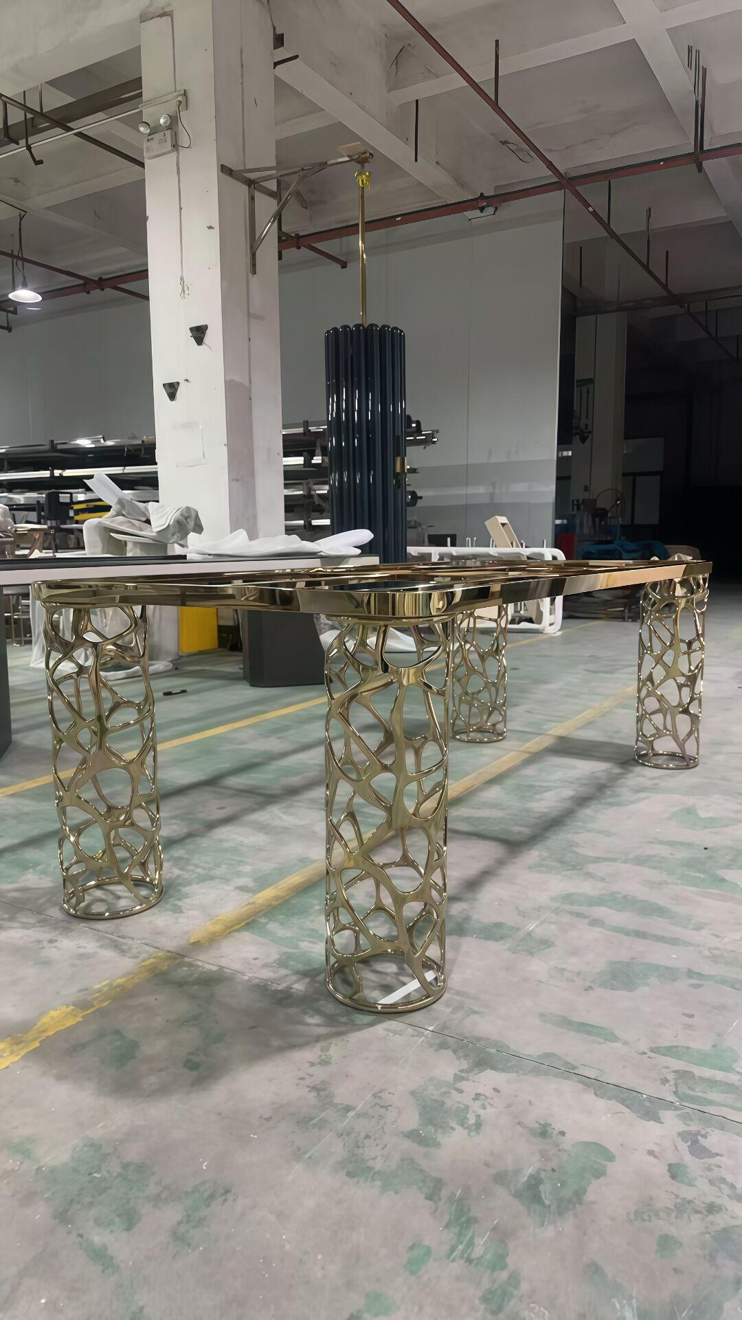 Sioraf Italian Artistic Metal Designer Marble Rectangle Dining Table