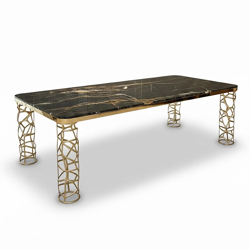 Sioraf Italian Artistic Metal Designer Marble Rectangle Dining Table