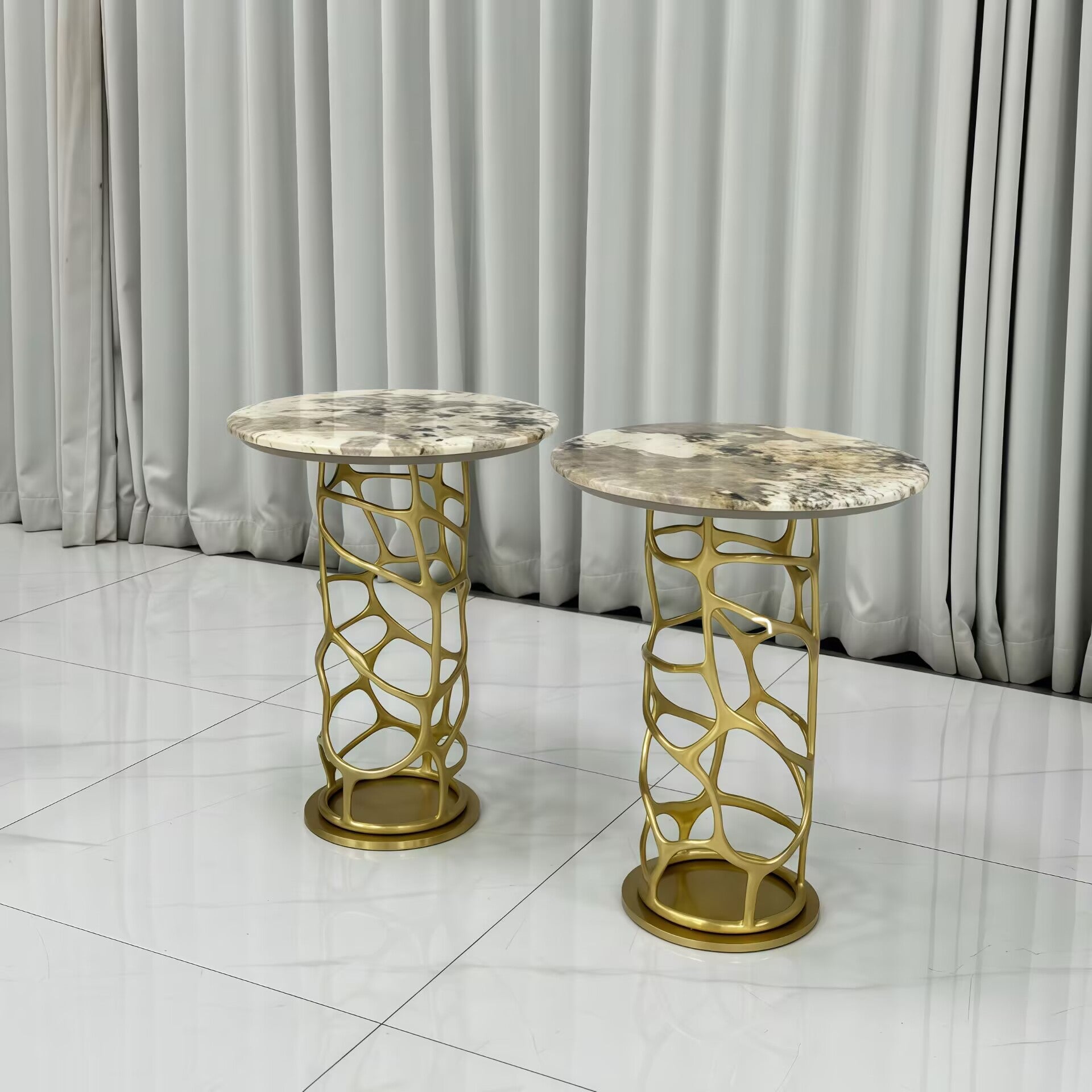 Sioraf Minimalist Modern Artistic Stainless Steel Marble Side Table