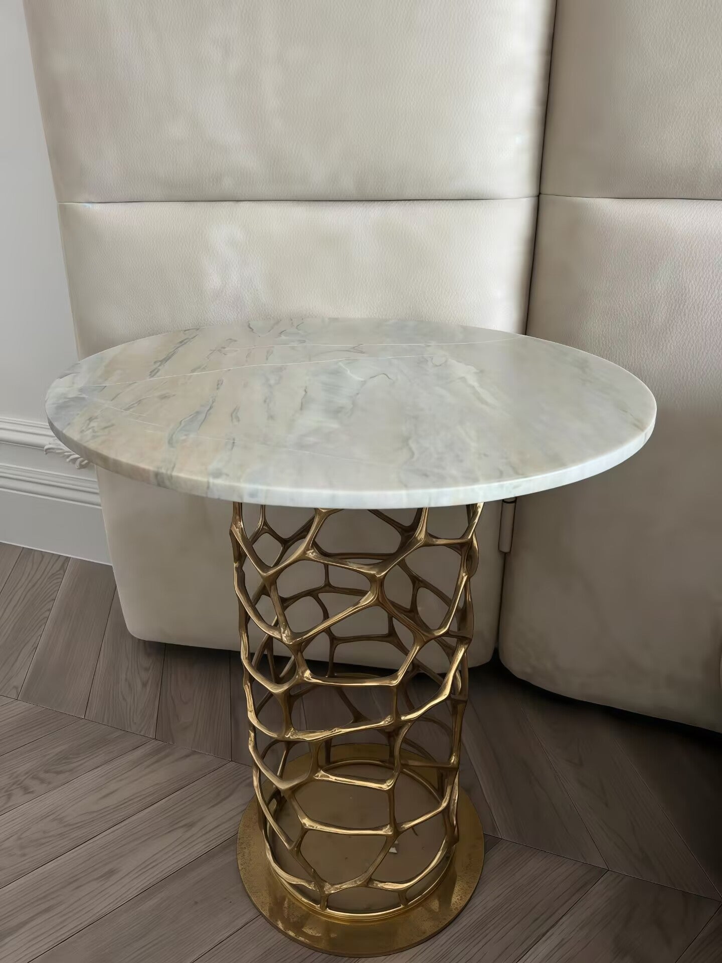 Sioraf Minimalist Modern Artistic Stainless Steel Marble Side Table
