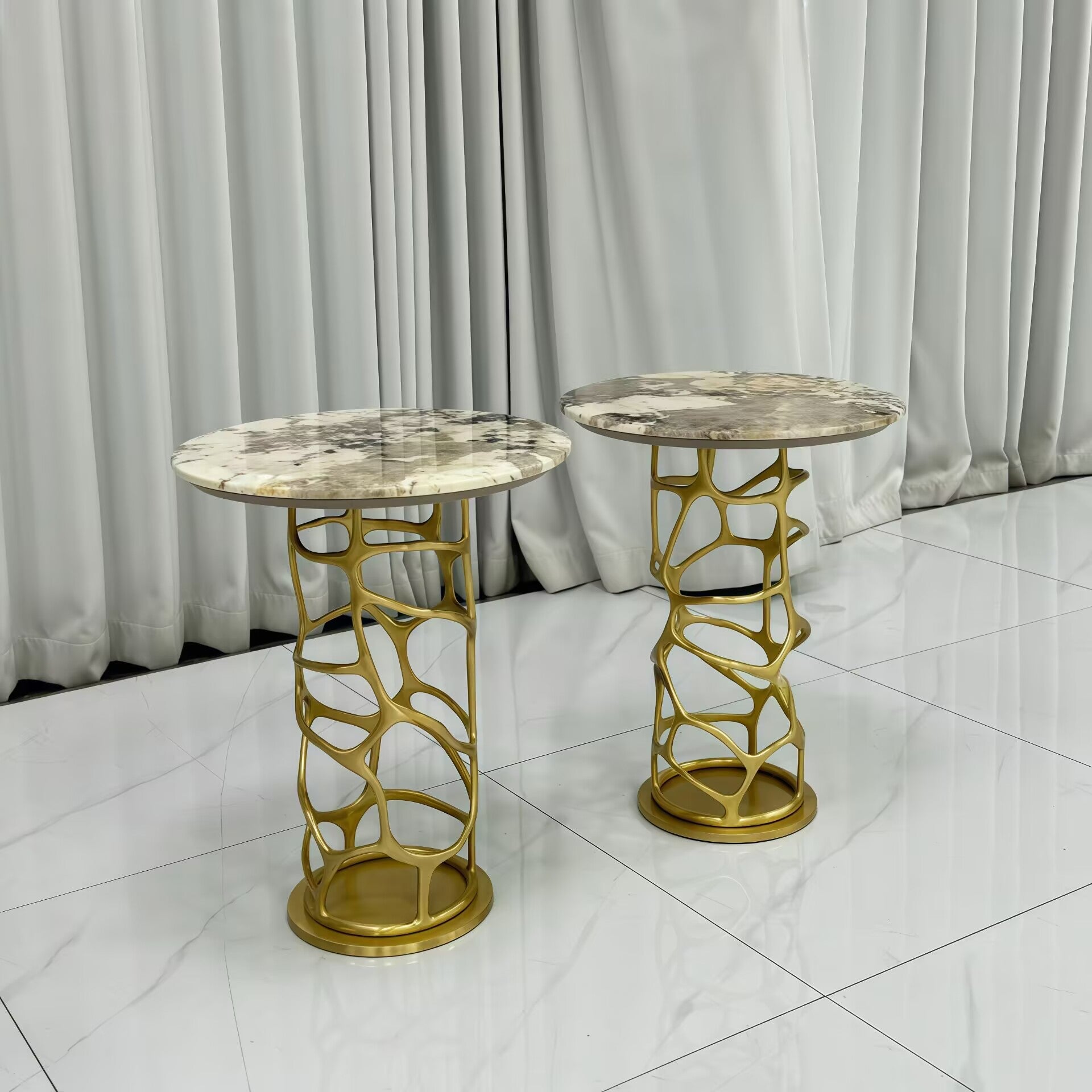 Sioraf Minimalist Modern Artistic Stainless Steel Marble Side Table