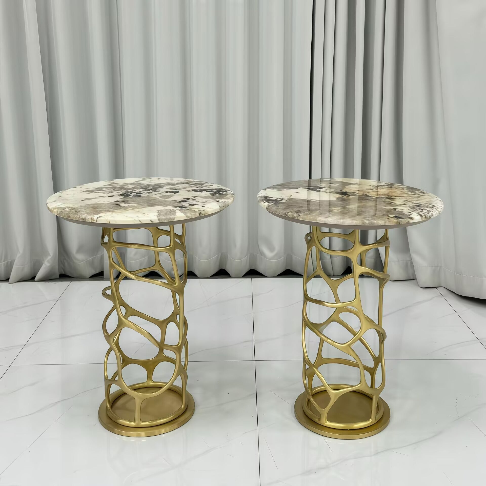 Sioraf Minimalist Modern Artistic Stainless Steel Marble Side Table