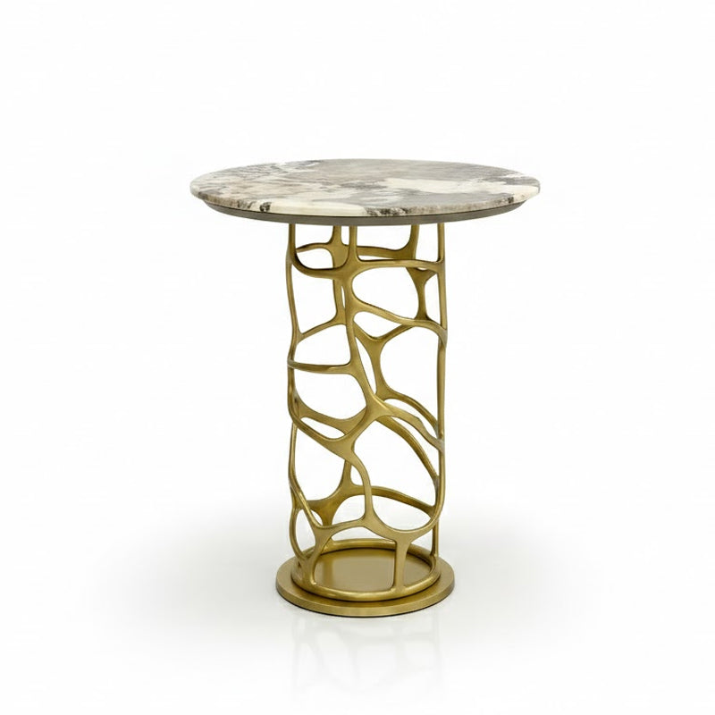 Sioraf Minimalist Modern Artistic Stainless Steel Marble Side Table