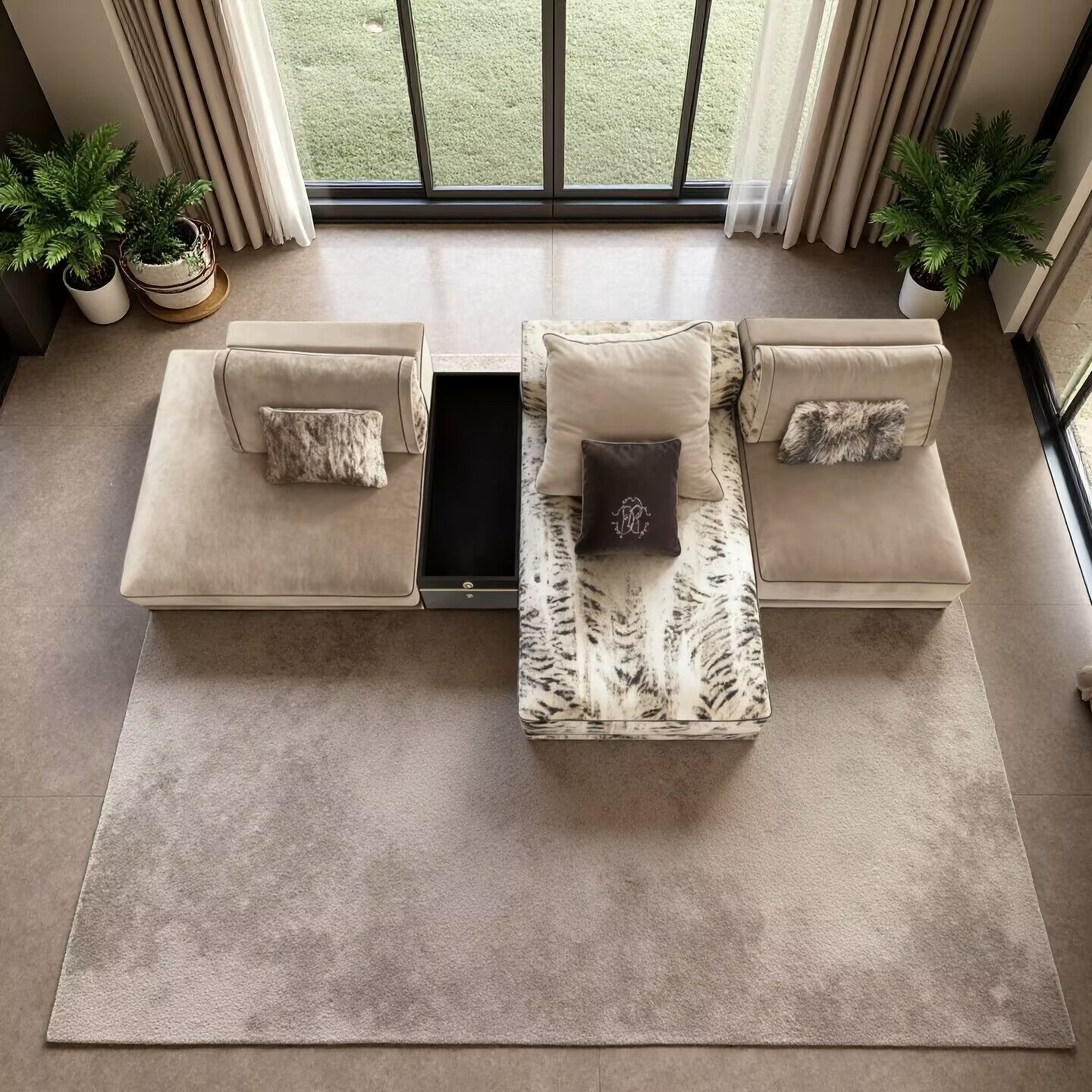 Smoking Villa Designer Simple Fabric Multi-Person Modular Sofa