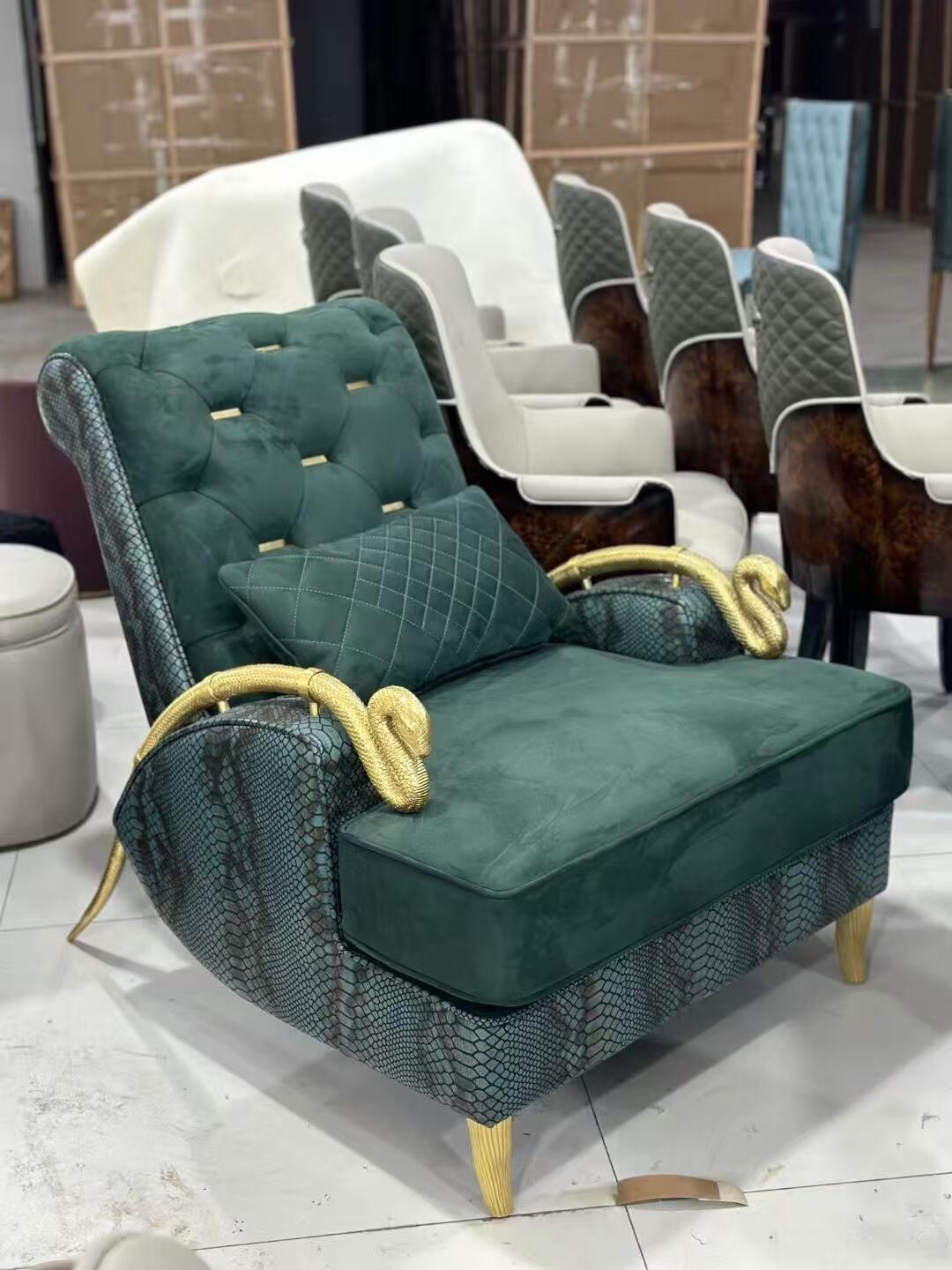 Snake Designer Artistic Modern High End Metal Fabrics Sofa Chair