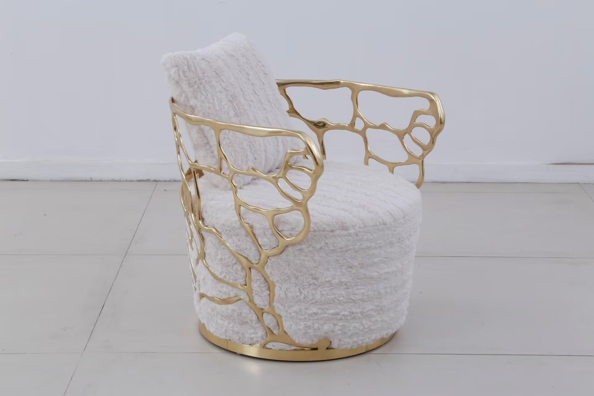 Designer High-End Pure Copper Customize Single Fabric Sofa Chair