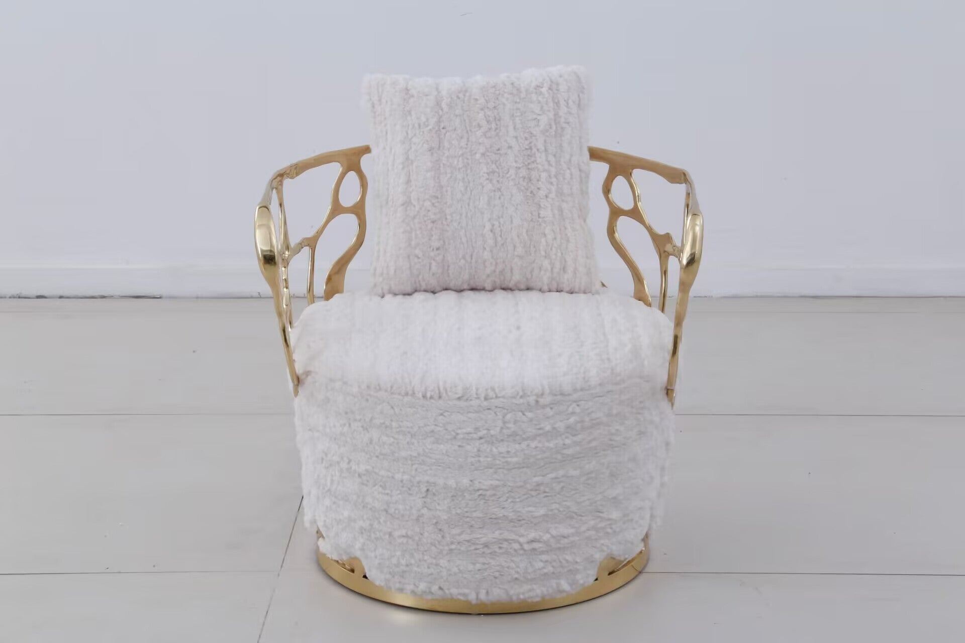 Designer High-End Pure Copper Customize Single Fabric Sofa Chair