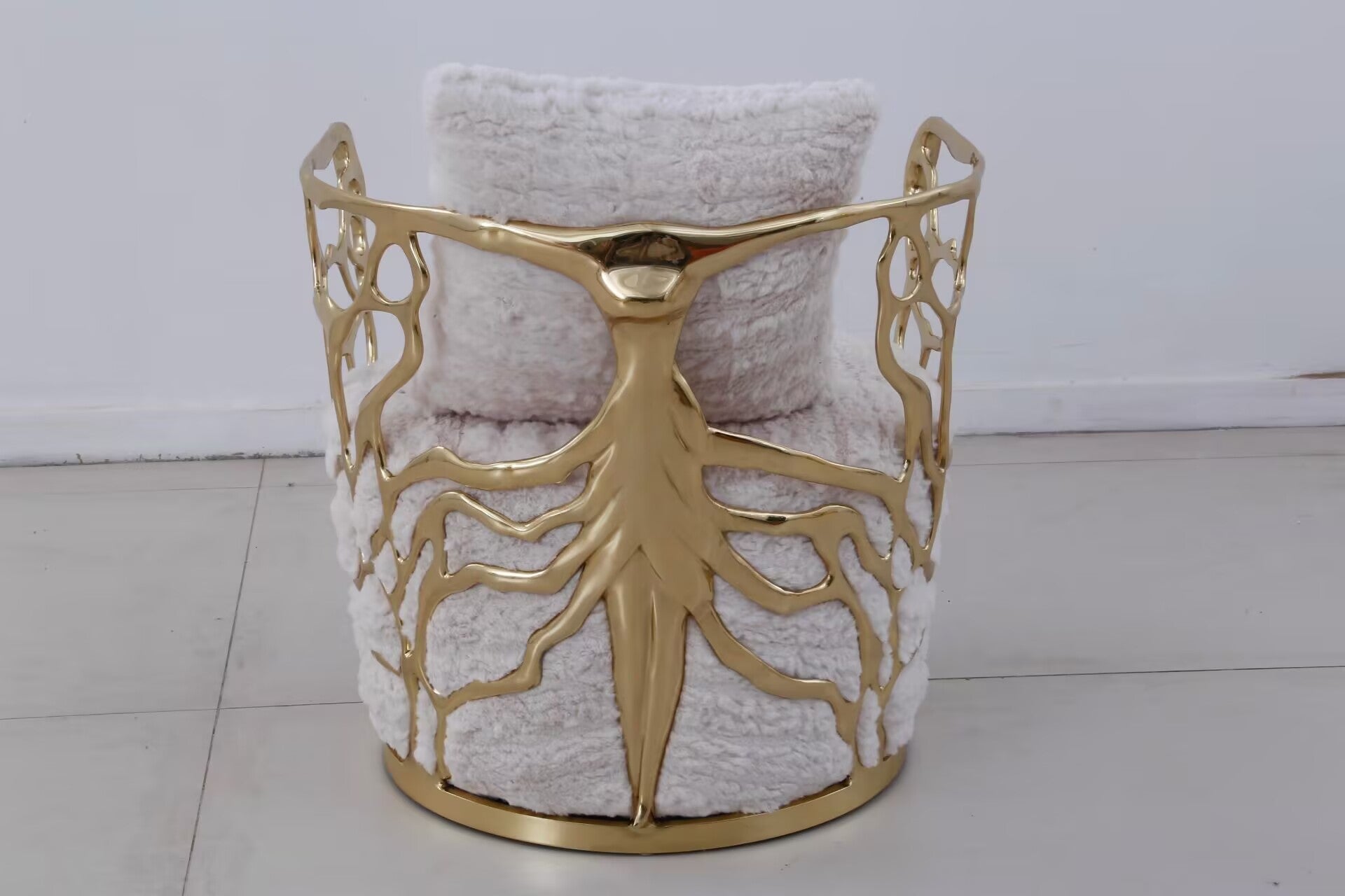 Designer High-End Pure Copper Customize Single Fabric Sofa Chair