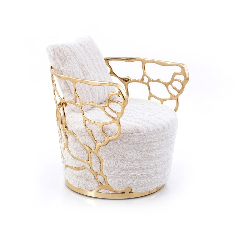 Designer High-End Pure Copper Customize Single Fabric Sofa Chair