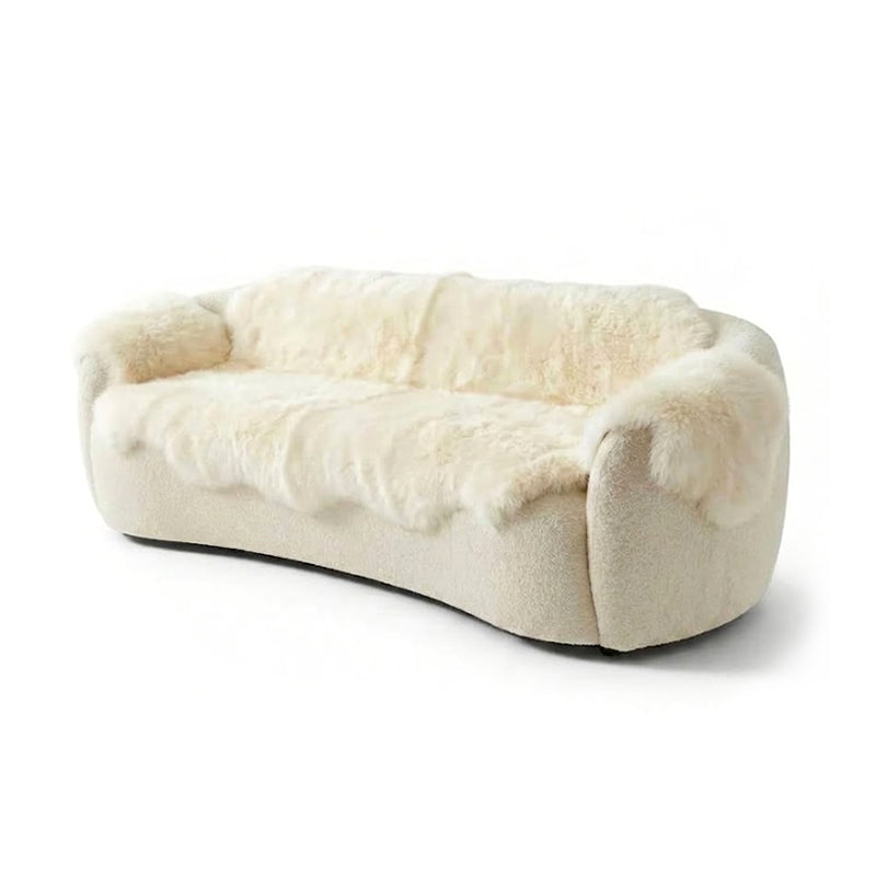 Villa Living Room Modern Minimalist Solid Wood Plush Fabric Sofa