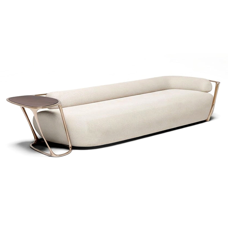 Villa Living Room Minimalist Designer Straight Off White Fabric Sofa